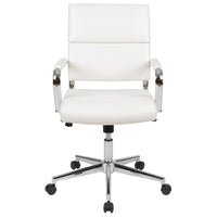 Flash Furniture Chaise De Bureau Pivotante Exécutive Leathersoft Panel-Blanc (BT20595M2WH)-Chaise de bureau moderne