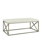 Monarch Specialties - 3028 Table De Salon - Blanc Lustre Avec Metal Chrome-Table à café à surface blanc lustré, soutenue par une base moderne en chrome poli