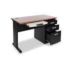 CB Office Stellia Metal Utility Computer Desk - Matte Black and Walnut-Plateau rétractable en plastique pour clavier