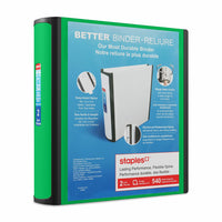 Staples − Reliure de qualité supérieure − 2 po − vert-Plus durable, plus facile à utiliser