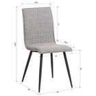 Cathay Importers Gris tissu chaise noir acier jambes, ensemble de 2-Robustes pieds en acier revêtu de poudre noire