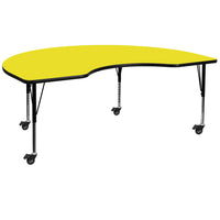 Flash Furniture – Table mobile haricot, surface 48 x 72 x 1,25po, hauteur ajustable préscolaire, jaune (XUA4872KIDYLHPC)-Jaune/fini chromé, placage en stratifié, acier