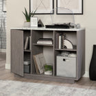 Sauder - East Rock Rangement d'appoint avec porte - Ashen Oak-Rangement ouvert avec deux tablettes réglables pouvant accueillir des bacs de rangement de 13 po