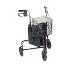 Drive Medical - Rollator à 3 roues avec panier, plateau et sac, rouge flamme-Rouge flamme, aluminium