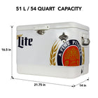 Miller Lite - Glaciere avec ouvre-bouteille, 51 L (54 q), 85 canettes-Loquet en acier massif