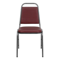 Flash Furniture – Chaise banquet empilable à dossier trapèze, siège 1,5 po, argenté avec tissu bourgogne (FDBHF2BYVYL)-Chaise de banquet multi-usages