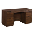 Sauder 60"W La Collection Palo Alto Crédence - Finition Spiced Mahogany-Grand tiroir/tablette avec un panneau rabattable pour clavier/souris. Tiroirs avec coulisses à extension complète. Tiroir inférieur avec coulisses à extension complète pour dossiers suspendus de format lettre et légal.