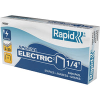 Afrafes Rapid spéciale électrique, 1/4 po, 30 feuilles, paquet de 5000-Longueur des pattes de ¼ po permettant d’agrafer jusqu’à 30 feuilles
