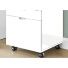 Monarch Specialties - 7583 Classeur 3 Tiroirs - Blanc Lustre-Un grand espace de surface pour une imprimante, le classeur a roulettes (2 verrouillables, 2 non verrouillables) presente une construction a panneaux epais