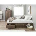 Prepac Base de lit matelot à six tiroirs pour très grand lit, gris vieilli-Construction en bois composite lamellé conforme aux normes du CARB, panneau arrière robuste en MDF