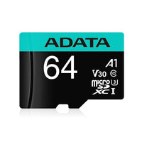 Adata - Carte microSDXC/SDHC UHS-I U3 V30S Premier Pro classe 10 de 64 Go avec adaptateur-Capacité de 64 Go