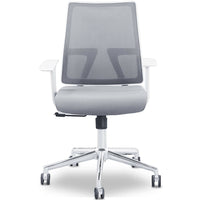 MotionGrey - Mesh Series - Chaise de bureau ergonomique pour bureau d'ordinateur avec dossier en maille - Blanc-Dos en maille pour la respirabilite, siege en tissu à tissage serre, coussin en mousse moulee à froid pour le soutien.