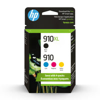 HP â€“ Paquet combiné d'encre d'origine 910 cyan, magenta, jaune/910XL noir, paq./4-Cyan, magenta, jaune, noir