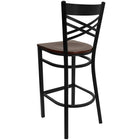 Flash Furniture - Tabouret de bar de la série HERCULES en métal noir et dossier ''X'' -  Siège en bois d'acajou-Siège en contreplaqué épais de 0,625 po