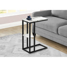 Monarch Specialties - 3675 Table D'Appoint - 25 po H/Marbre Blanc/Metal Noir-Comprend un dessus table rectangulaire fini marbre blanc et un cadre en metal noir avec une petite etagere secondaire