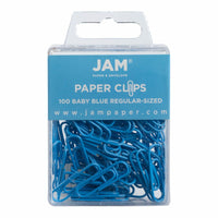 JAM PAPER - Colore norme 1" Trombones, Bleu bebe, 3 paquets de 100-Couleur: Bleu bebe