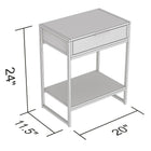 Safdie & Co. 20L Table D'Appoint - Métal Noir - Bois Brun Récupéré 1 Tirroir 1 Étagère-Facile à assembler.