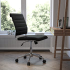 Flash Furniture Chaise De Bureau Pivotante Exécutive Sans Bras Leathersoft-Noir (BT20595MNABK)-LeatherSoft est en cuir et polyuréthane pour plus de douceur et de durabilité