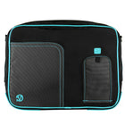 Classic Clamshell Sacoche pour Ordinateur Portable 13,3 po, Noir et Aqua-La sangle du chariot permet un transport mains libres avec les bagages