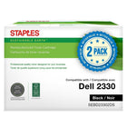 Staples - Cartouche de toner noir reconstituée Sustainable Earth, Dell 2330, rendement élevé, paq./2-Noir, noir