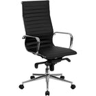 Nicer Interior - chaise de bureau à dossier haut de style groupe nervuré - noir-Doté d’un dossier haut et d’un style moderne pour un look professionnel.  