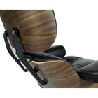 Nicer Furniture - ensemble chaise longue et ottoman moderne classique - noir/noyer-Base et renforts arrière en fonte d'aluminium noir avec garniture en aluminium brillant hautement poli