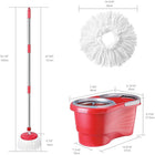 Smart-Link- 360 degrés Spin Mop et Twist facile Spinning inox seau sec, rouge-Mouilleur de base sèche/base humide