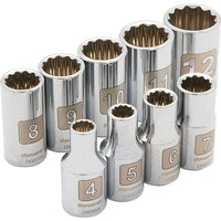 Dynamic Tools – Ensemble de 9 pièces, 12 pans métriques standards, à prise de 1/4 po, 4 mm à 12 mm-Inclut : 4, 5, 6, 7, 8, 9, 10, 11, 12 mm