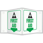 Accuform Signs - Enseigne Projection « First Aid », 6po x 8-1/2po, Plastique, Anglais Avec Pictogramme-Type d'affichage Boulonné
