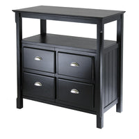 Winsome – Vaisselier de la collection Timber à 2 portes, fini noir-Vaisselier élégant doté de 2 tablettes ouvertes et d’un compartiment de rangement à 2 portes muni d’une tablette