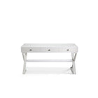 Plata Import - Bureau Bureau Bureau Fait De Frêne StainBureau Placage De Noyer, Blanc-3 tiroirs