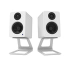 Kanto SE2 Supports de haut-parleur de bureau surélevés pour haut-parleurs petits - Blanc-La surface de repos du haut-parleur mesure 3,1po L x 4,7po l (8 x 11,9 cm).
