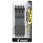 Pilot - Stylos G2 à encre gel pointe rétractable – 0,7 mm – noir – paquet de 4-Encre gel - écriture douce et facile  