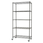 Étagère à tablettes grillagées à 5 niveaux TRINITY Basics, Avec roulettes, Noire (TBFPB-0933)-Homologation NSF