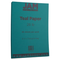 JAM Paper - Papier mat, 28 lb, 8,5 x 11, bleu sarcelle, 50 feuilles/paquet-Couleur : bleu sarcelle | Faites ressortir votre travail avec du papier Colouré de qualité supérieure.