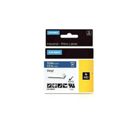 Dymo - Étiquettes adhésives Rhinoâ„¢ Industrial en vinyle, 1/2 po x 18 pi, impression blanche sur bleu-Les étiquettes en vinyle offrent une résistance à l'humidité, aux produits chimiques et aux rayons UV, ce qui les rend idéales pour l'étiquetage à l'intérieur et à l'extérieur