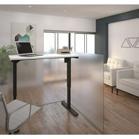 Bestar – Table motorisée à hauteur réglable, 24 po x 48 po, blanc (65857-17)-Surface de travail robuste en mélamine de qualité commerciale de 1 po dotée d'un fini résistant aux égratignures, aux taches et aux brûlures.