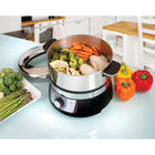 Euro Cuisine – Cuiseur à vapeur électrique FS3200 avec minuterie mécanique, acier inoxydable-Panier à vapeur et réservoir à eau en acier inoxydable