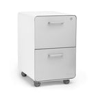 Classeur Poppin Stow à 2 tiroirs, blanc + gris clair avec patins ou roulettes-2 clés et 1 serrure sécurisent les deux tiroirs