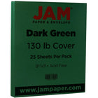 JAM Paper Papier cartonné mat, 8,5 x 11 po, 130 lb, vert foncé, 25/paquet (64432381)-Vert foncé