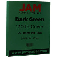 JAM Paper Papier cartonné mat, 8,5 x 11 po, 130 lb, vert foncé, 25/paquet (64432381)-Vert foncé