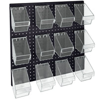 Azar - 12 Ensemble d'organisateurs d'accessoires de mur de Peg Mini Bucket - 24 po l x 24 po H - noir-Vendu en multiples de: 3