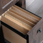 Sauder 59"W La Collection Carson Forge Bureau - Finition Coffee Oak-  L'espace de rangement derrière la porte dispose d'une étagère réglable et peut contenir une tour CPU