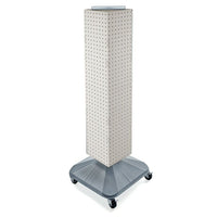 Azar Displays – Présentoir à panneaux perforés emboîtables sur 4 côtés, base carrée, tour, 40 x 8 x 8 po, blanc (703388-WHT)-Pivote sur une base carrée à roulettes