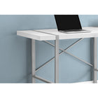 Monarch Specialties - 7663 Bureau 48 po L - Blanc/Metal Argent-La barre métallique en forme de X à l'arrière du bureau offre un soutien et ajoute une touche décorative