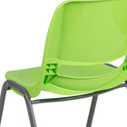 Flash Furniture - Chaise coquille verte, empilable et ergonomique de la série HERCULES avec cadre gris-Les trous de drainage du siège et le dossier ventilé facilitent le séchage