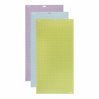 Cricut - Tapis De Coupe 12 x 24po Variete, paquet de 3-Un tapis de coupe adhésif à poignée standard de 12in x 12in , un tapis de coupe adhésif à poignée légère de 12in x 12in et un tapis de coupe adhésif à poignée ferme de 12in x 12in