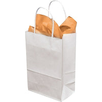 Sacs d'achat blanc, petit, 8 po x 4 1/2 x 10 1/2 po-Dimensions : 8 larg. x 4 1/2 prof. x 10 1/2 haut. (po)