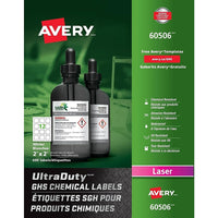 Avery - Étiquettes SGH pour produits chimiques UltraDuty 60506, blanc, 2 po x 2 po, paq./600-1