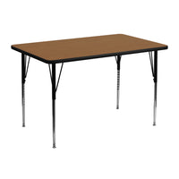 Flash Furniture – Table d’activités rectangulaire, dessus thermofusionné stratifié, pattes réglables, 30 larg. x 48 long., chêne-Chêne laminé